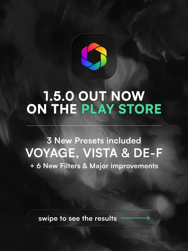 Version 1.5.0 of Afterlight for Android is here with some major improvements and new presets! • 3 new Presets & 6 new Filters - Voyage, Vista, DE-F, Petal, Nova, Acorn, North, Opal and Thistle. • Completely rebuilt Preset engine • Major cra